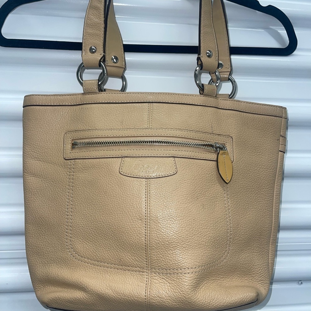 Coach Beige Leather Tote Bag